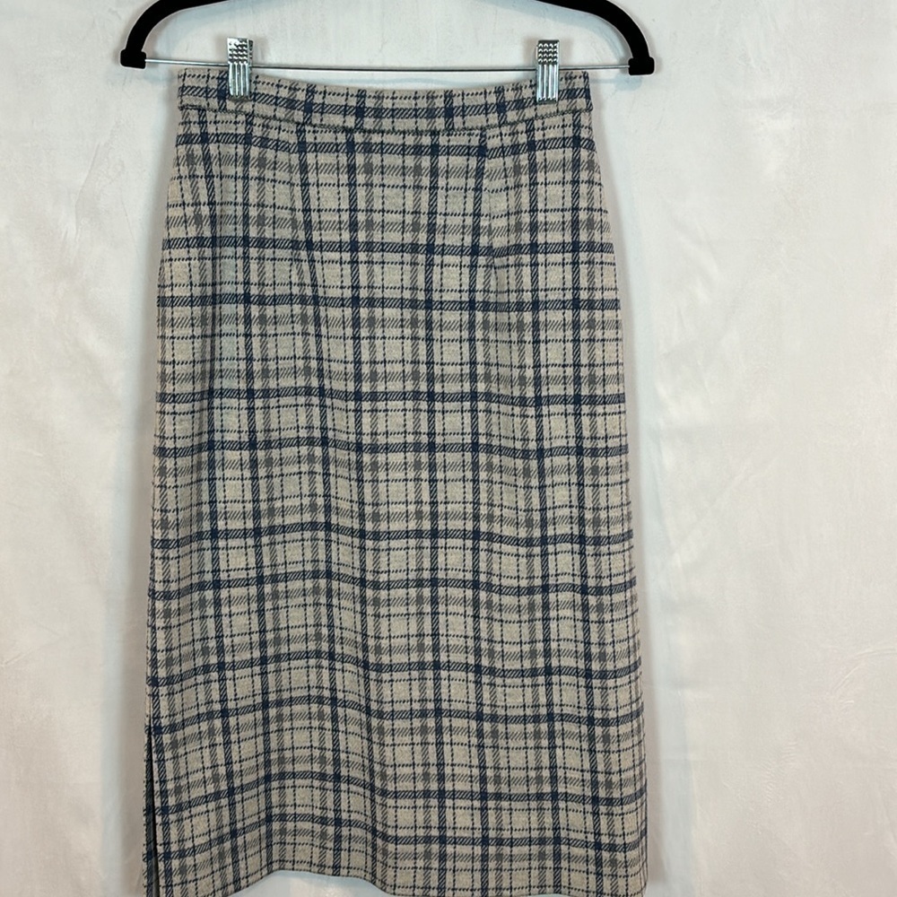 Bleyle Women's plaid 100% Wool 1960's Vintage pencil skirt dark academia size 6 - Picture 5 of 8